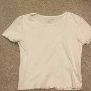 American Eagle white ribbed top with trim